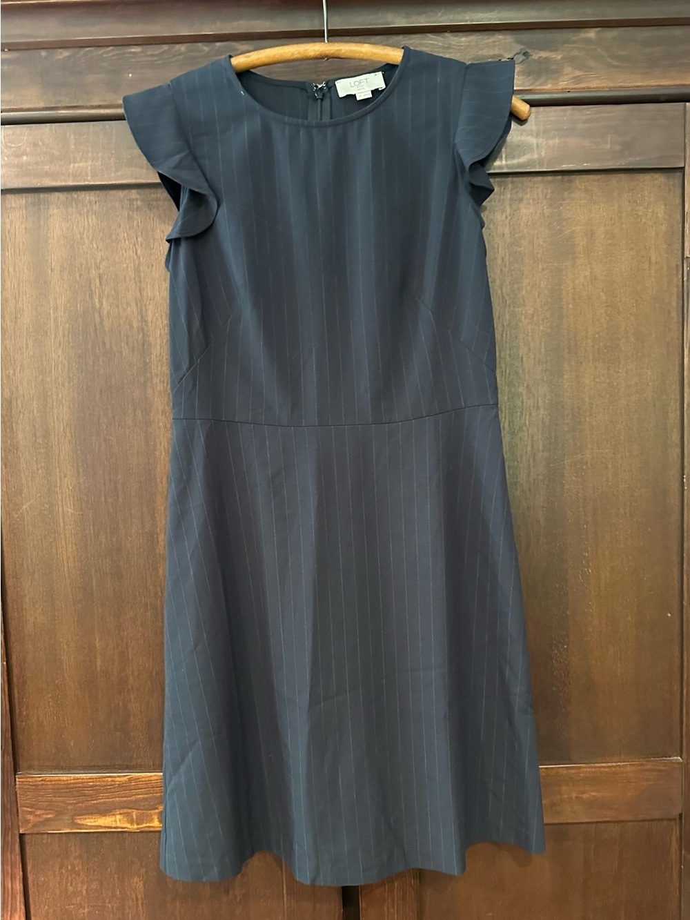Loft Petite • women’s midi dress • pinstriped